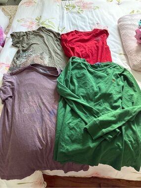 Polo by Ralph Lauren Green Long-Sleeve Tee with Red and Purple Kids Tops